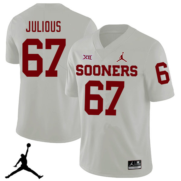 Jordan Brand Men #67 Ashton Julious Oklahoma Sooners 2018 College Football Jerseys Sale-White - Click Image to Close